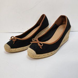 Coach Women's Espadrilles Wedge Black Canvas Closed Toe Bow Size 9